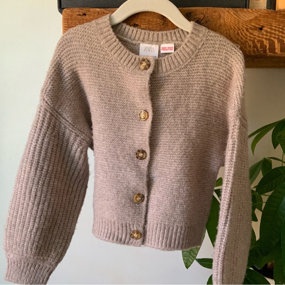 Zara Girl’s Taupe Button-Up Cardigan